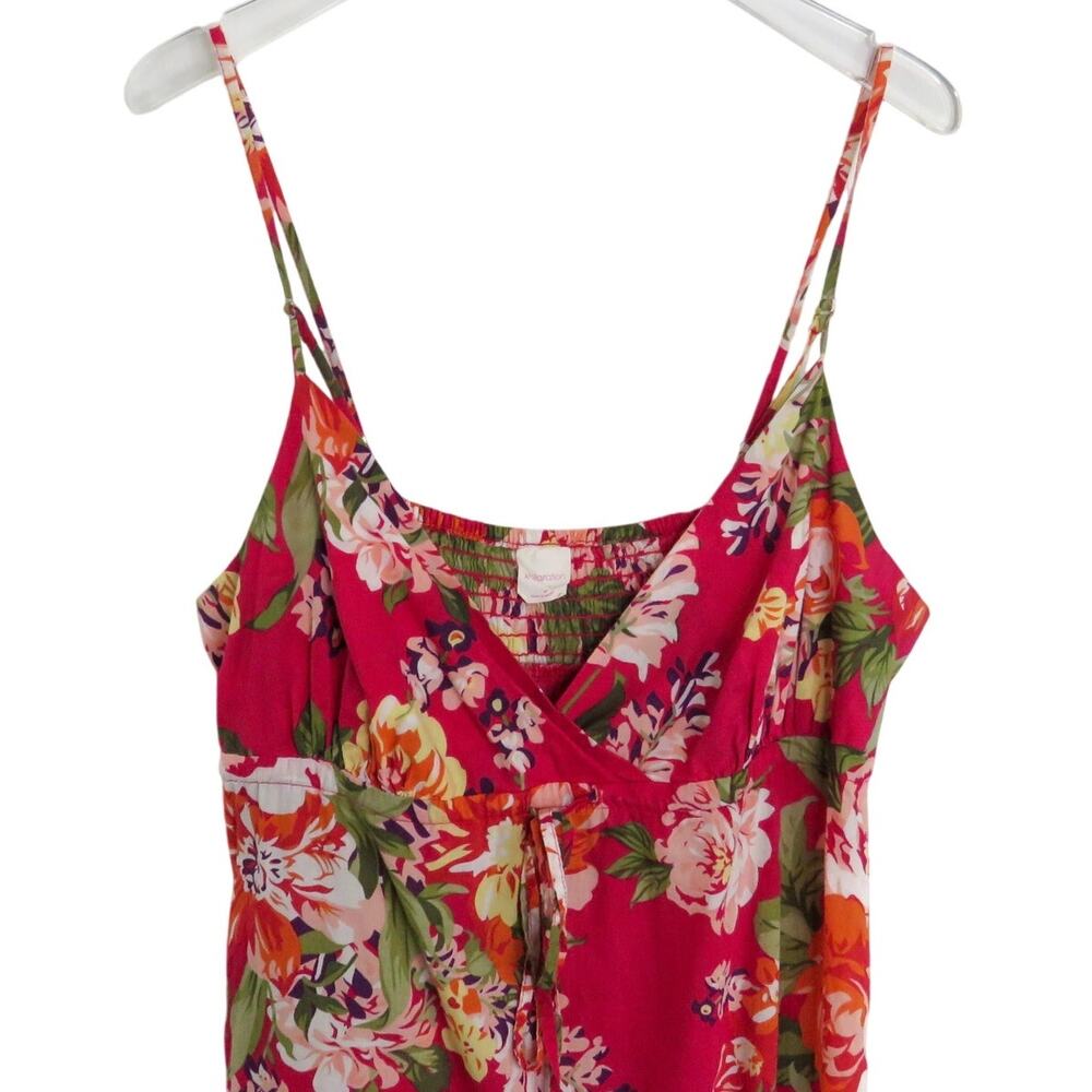 Xhilaration Pink Floral V Neck Surplice Maxi Dress Medium Smocked Back Medium - Picture 3 of 7